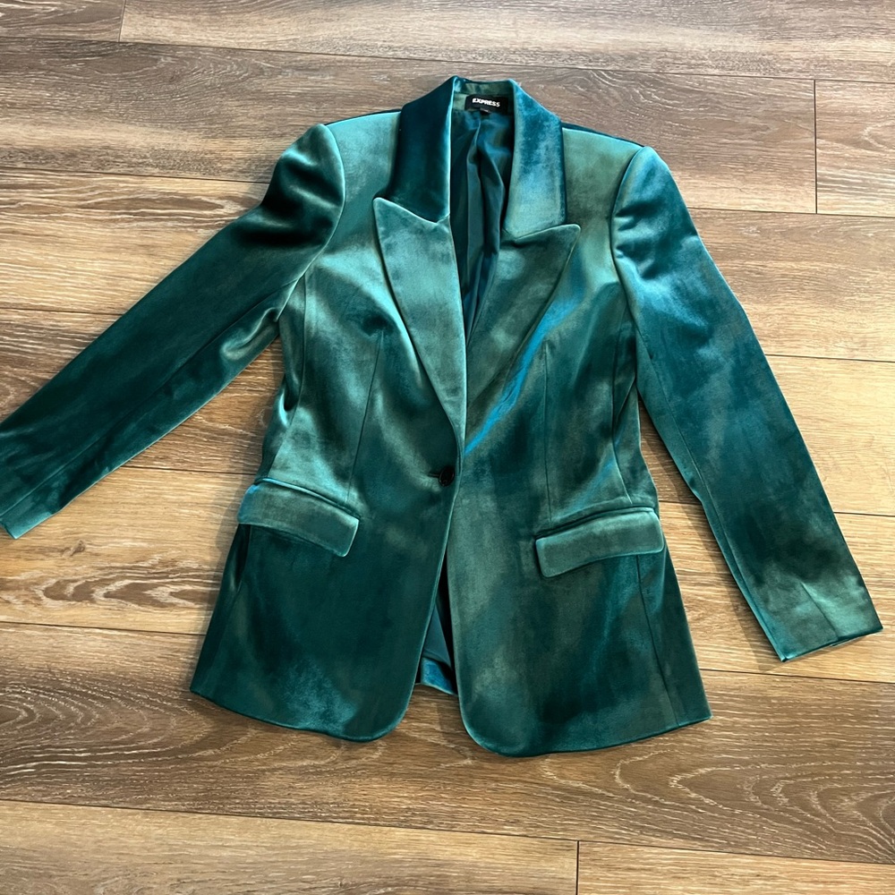 Express Teal Velvet Blazer